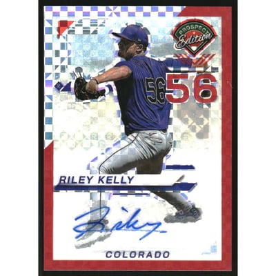 2025 Panini Prospect Edition Holo Prospect Ticket Signatures Prizms Red Power #173 Riley Kelly