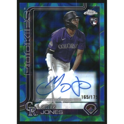 2025 Topps Chrome Update Rookie Autographs Blue Green Lava Lamp Refractors #RAGJ Greg Jones