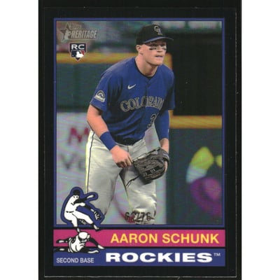 2025 Topps Heritage Chrome Black Refractors #90 Aaron Schunk
