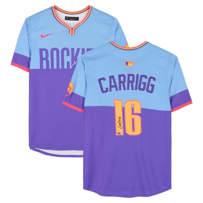 Cole Carrigg Colorado Rockies Autographed Fanatics Authentic Nike City Connect Jersey