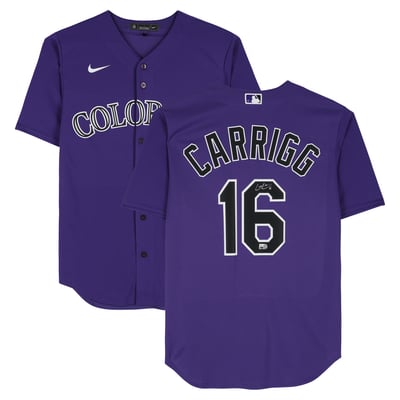 Cole Carrigg Colorado Rockies Autographed Fanatics Authentic Purple Nike Replica Jersey