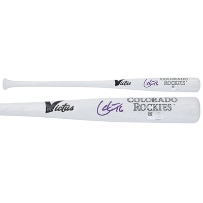 Cole Carrigg Colorado Rockies Autographed Fanatics Authentic Victus Team ID Mini Bat