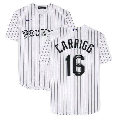 Cole Carrigg Colorado Rockies Autographed Fanatics Authentic White Nike Replica Jersey with "MLB Debut 6/9/26" Inscription