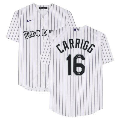Cole Carrigg Colorado Rockies Autographed Fanatics Authentic White Nike Replica Jersey