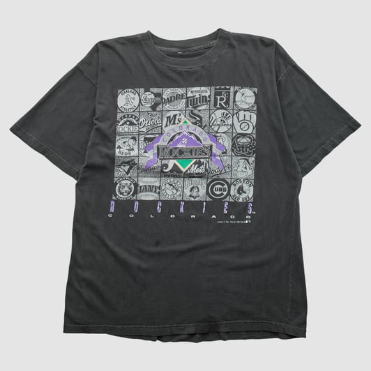 Colorado Rockies Logo 7 1991 T-shirt - Black - L by Fanatics Real Vintage