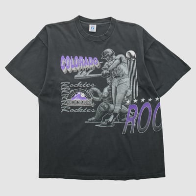 Colorado Rockies Logo 7 90s T-shirt - Black - L by Fanatics Real Vintage