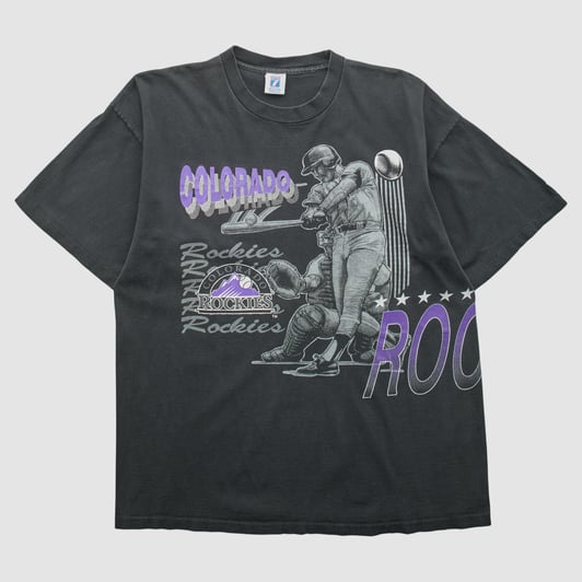 Colorado Rockies Logo 7 90s T-shirt - Black - L by Fanatics Real Vintage