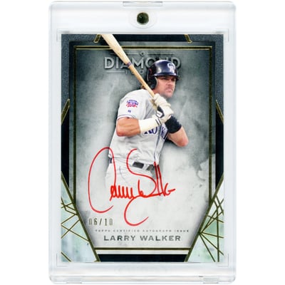 Larry Walker Colorado Rockies Autographed 2022 Topps Diamond Icons Red Ink #RI-LW #6/10 Card