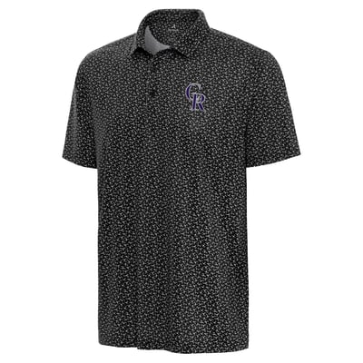 Colorado Rockies Antigua Logo Vigorous Polo - Black