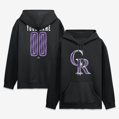 Colorado Rockies Big & Tall Forged Mascot Personalized Name & Number Hoodie - Black