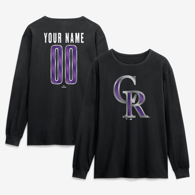 Colorado Rockies  Forged Mascot Personalized Name & Number Long Sleeve T-Shirt - Black