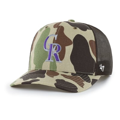Colorado Rockies Carhartt x '47 Duck Adjustable Trucker Hat - Camo