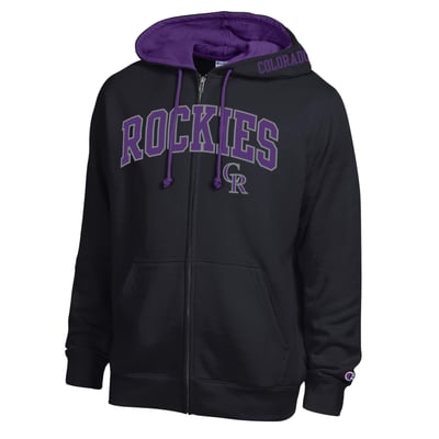  Colorado Rockies Champion Fleece Full-Zip Hoodie - Black