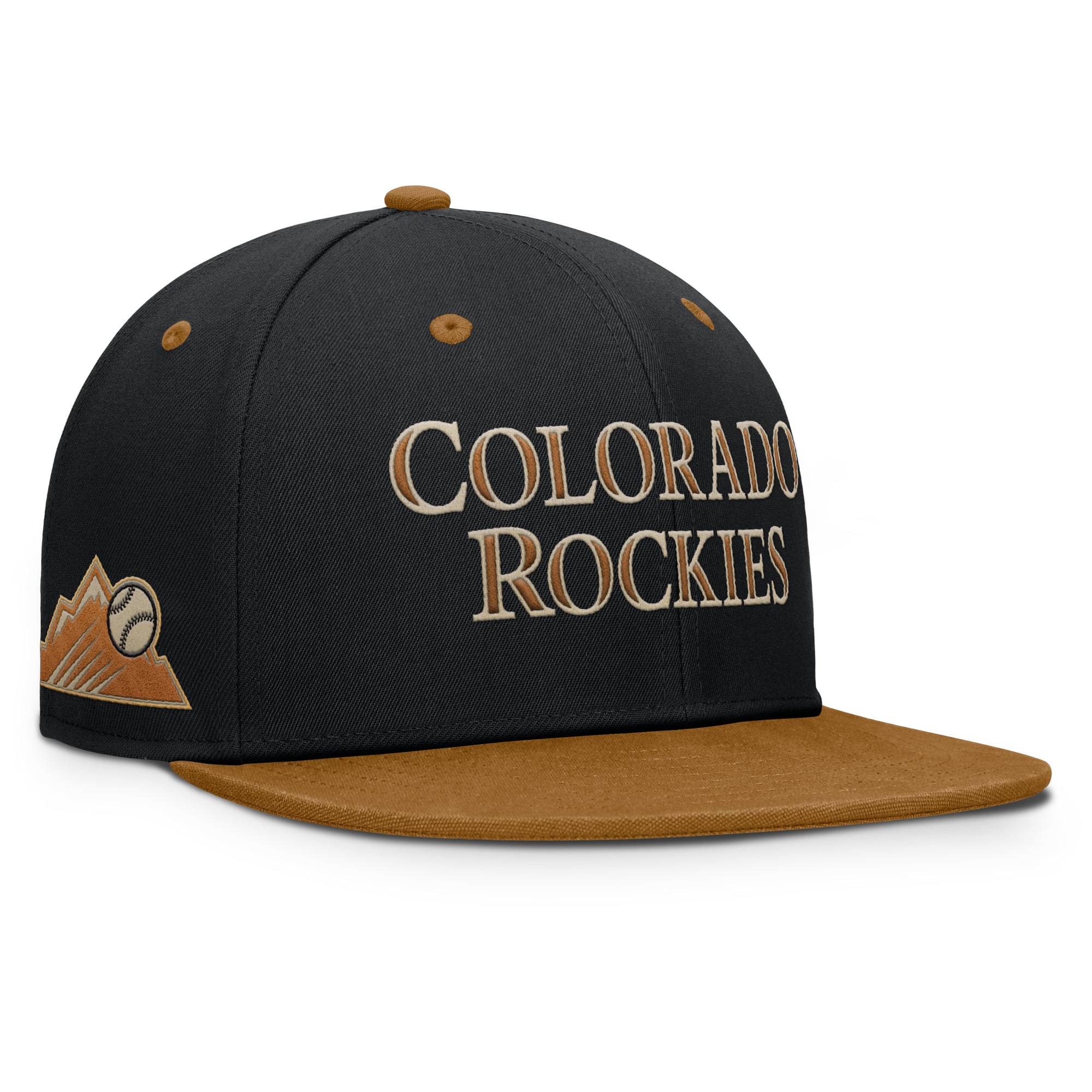 Men's Colorado Rockies Fanatics Black/Tan Splinter Fitted Hat