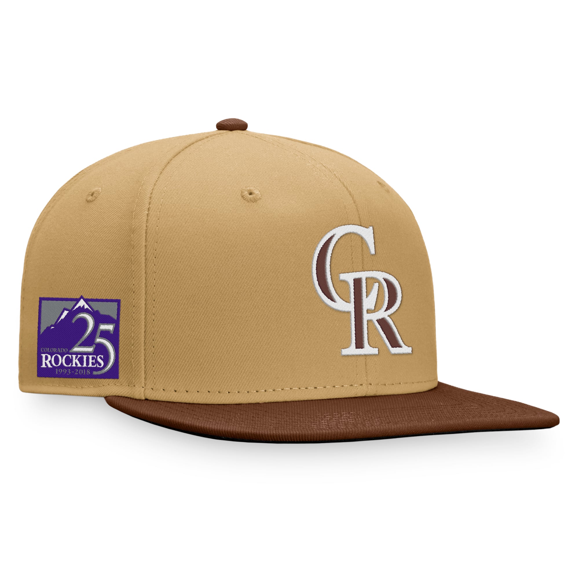 Men's Colorado Rockies Fanatics Khaki/Brown Side Patch Snapback Hat