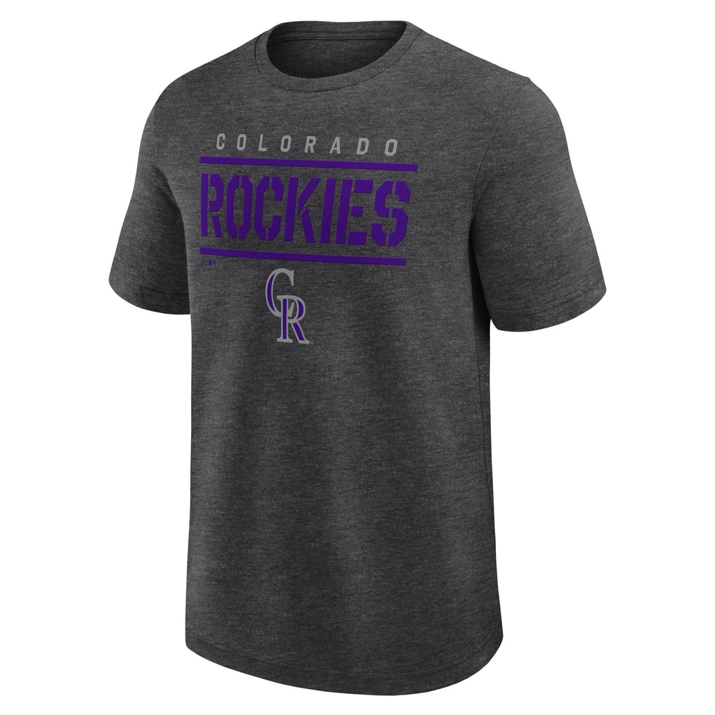 Men's Colorado Rockies Logo Athletic Heather Charcoal Top Notch T-Shirt