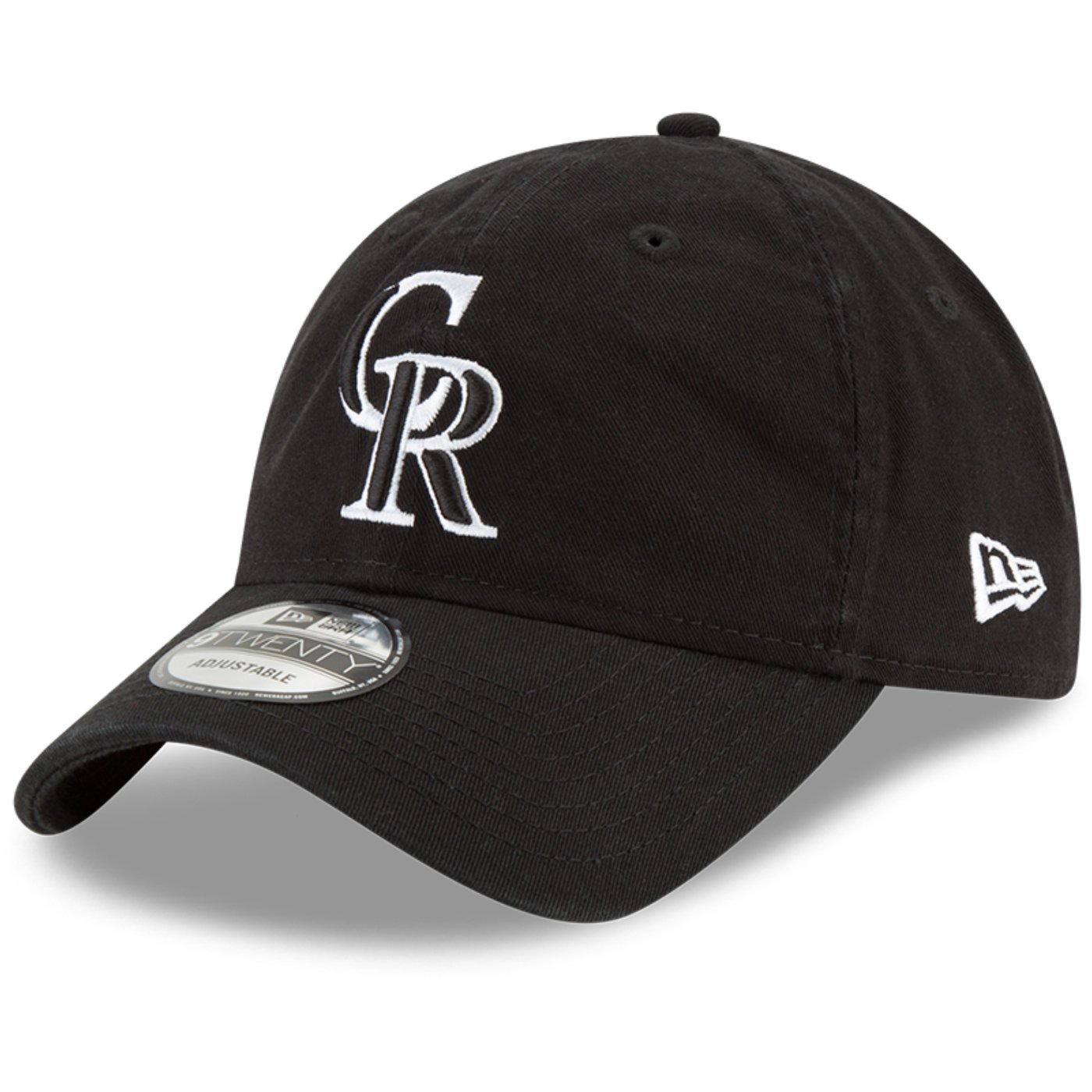 Men's Colorado Rockies New Era Black Black & White Core Classic 9TWENTY ...