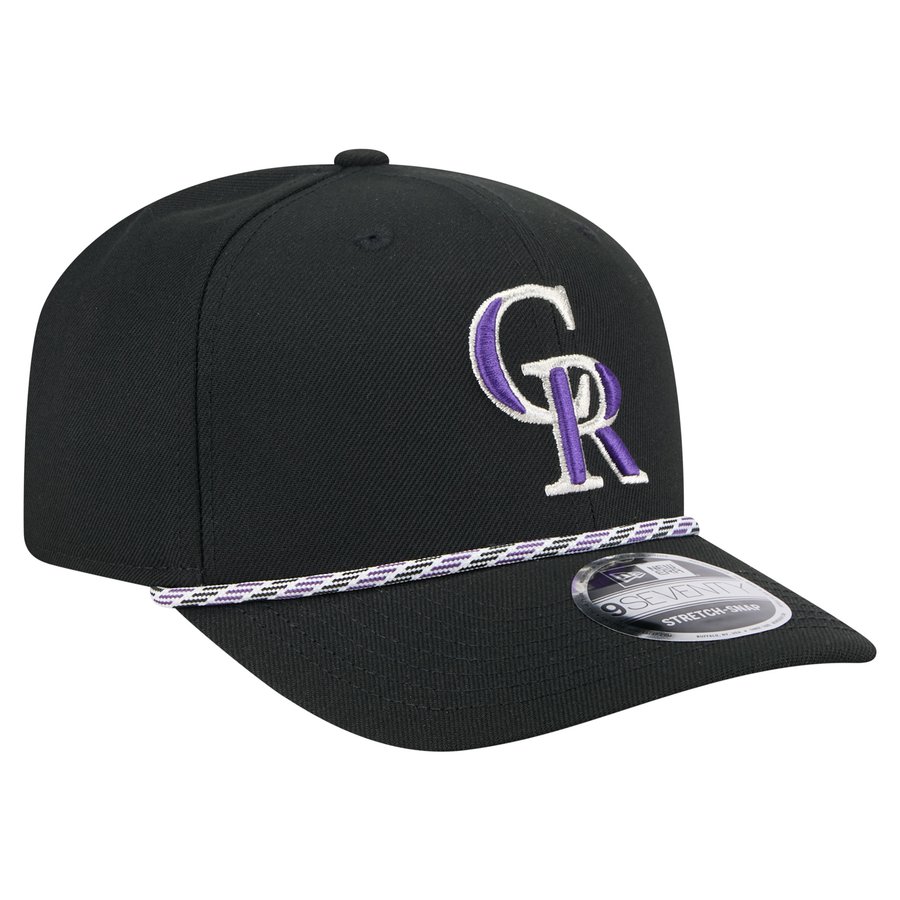 Men's Colorado Rockies New Era Black Multi-Rope 9SEVENTY Stretch-Snap Hat