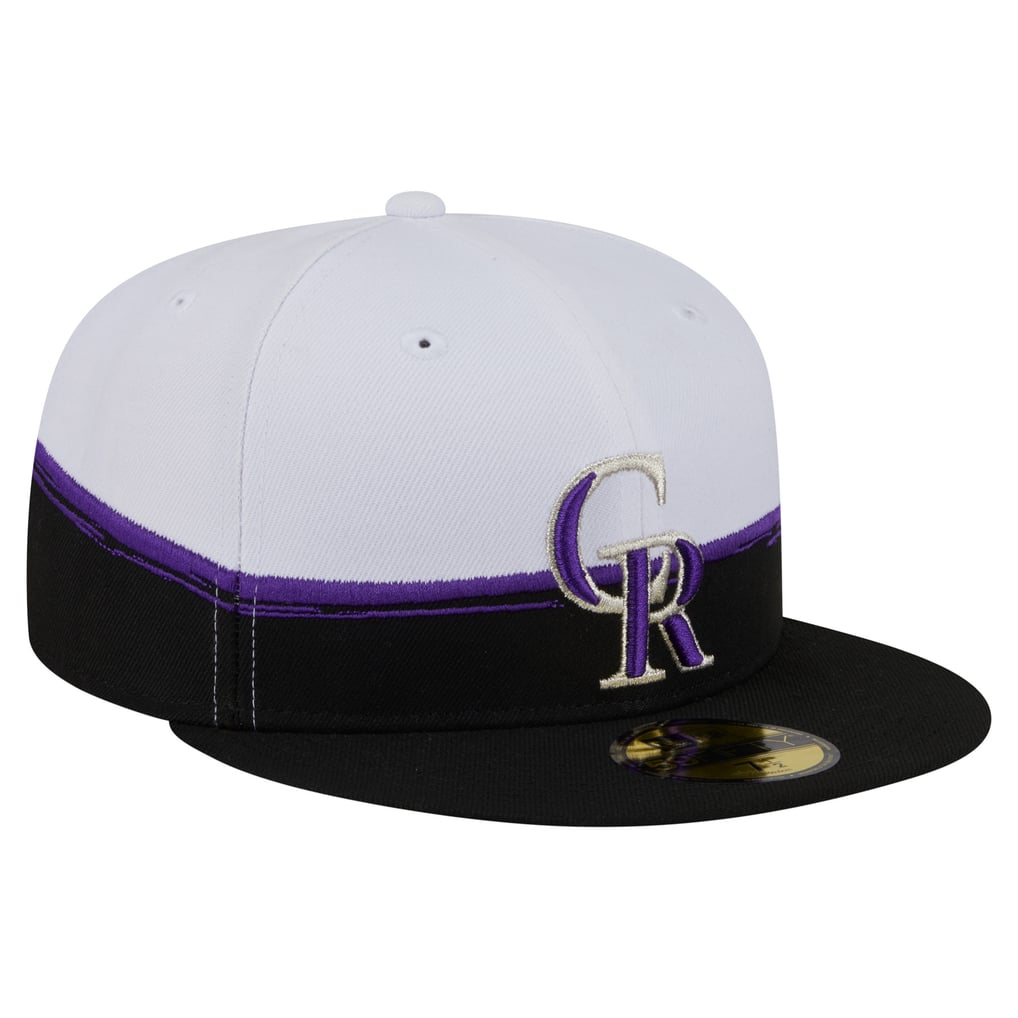 Men's Colorado Rockies New Era Black/White Paint Stroke 59FIFTY Fitted Hat