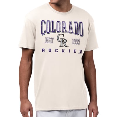  Colorado Rockies Starter Established Logo T-Shirt - Cream