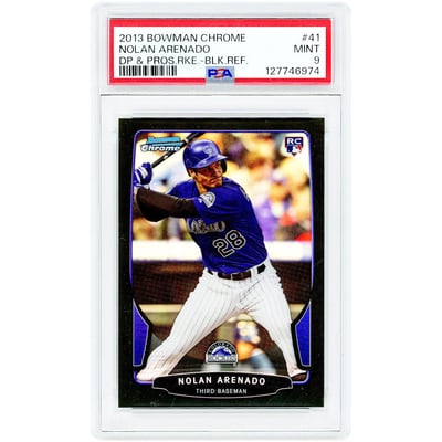 Nolan Arenado Colorado Rockies 2013 Bowman Chrome Black Refractor #41 #13/35 PSA Authenticated 9 Rookie Card