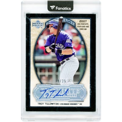 Troy Tulowitzki Colorado Rockies Autographed 2007 Upper Deck Exquisite Rookie Signatures Rookie Heroes #RH-TT5 #19/25 Rookie Card