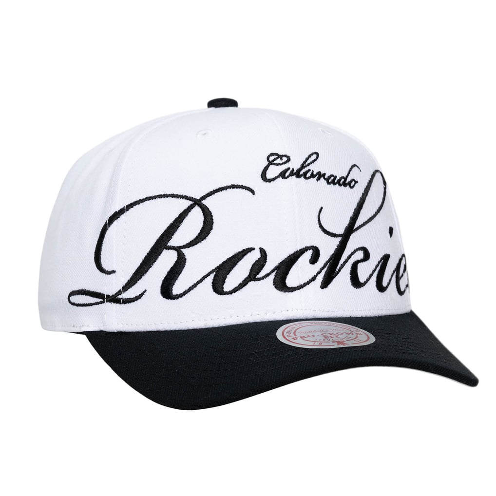 Colorado Rockies Mitchell & Ness Unisex XL Script Pro Crown Adjustable Hat - White/Black