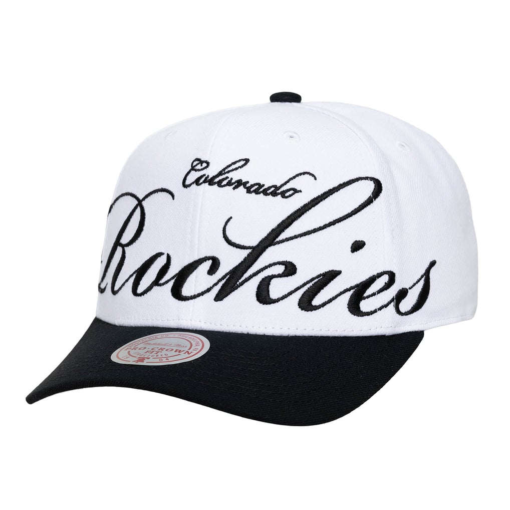 Colorado Rockies Mitchell & Ness Unisex XL Script Pro Crown Adjustable Hat - White/Black