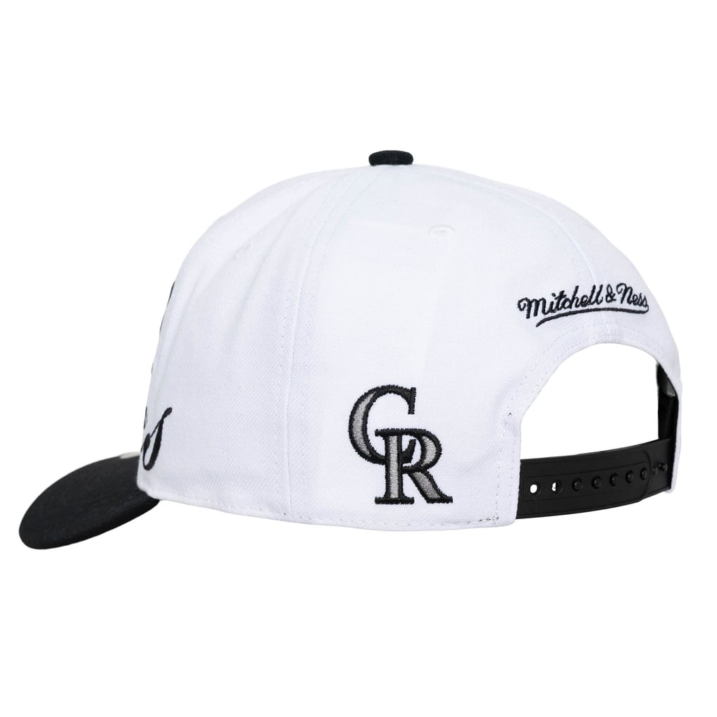 Colorado Rockies Mitchell & Ness Unisex XL Script Pro Crown Adjustable Hat - White/Black