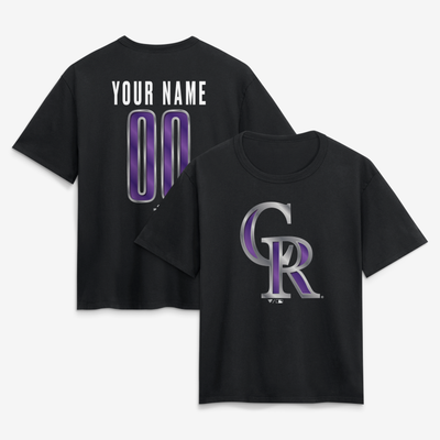 Colorado Rockies Women's Forged Mascot Personalized Name & Number T-Shirt - Black