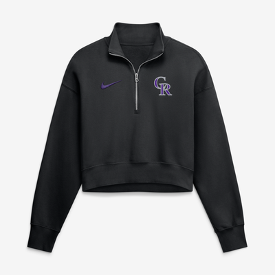 Colorado Rockies Nike Women's Primetime Phoenix Fleece Half-Zip Sweatshirt - Black
