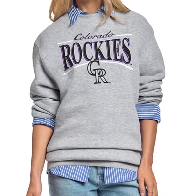 Colorado Rockies Starter Women's Arch Stripe Fleece Sweatshirt - Gray