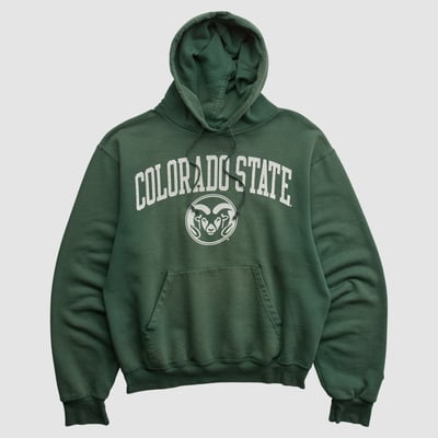 Colorado State Rams Champion 2000s Hooded Pullover Sweatshirt - Green - XXS by Fanatics Real Vintage