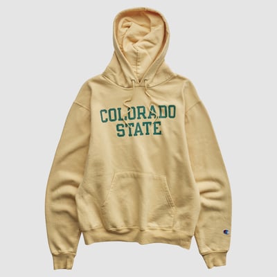 Colorado State Rams Champion 2000s Hooded Pullover Sweatshirt - Yellow - XS by Fanatics Real Vintage