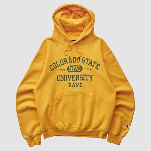 Colorado State Rams Champion 2000s Hooded Pullover Sweatshirt - Yellow - XS by Fanatics Real Vintage
