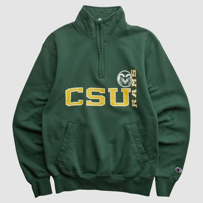 Colorado State Rams Champion 2010s 1/4 Zip Sweatshirt - Green - XXS by Fanatics Real Vintage