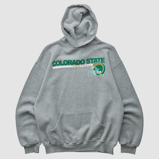 Colorado State Rams Russell 2000s Hooded Pullover Sweatshirt - Gray - L by Fanatics Real Vintage