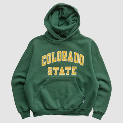 Colorado State Rams Russell 2000s Hooded Pullover Sweatshirt - Green - Yth S by Fanatics Real Vintage
