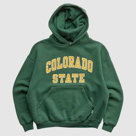 Colorado State Rams Russell 2000s Hooded Pullover Sweatshirt - Green - Yth S by Fanatics Real Vintage