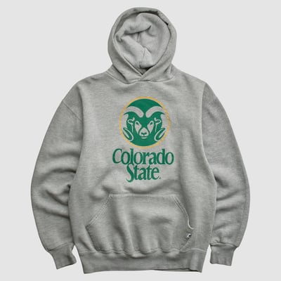 Colorado State Rams Russell 90s Hooded Pullover Sweatshirt - Heather Gray - XS by Fanatics Real Vintage
