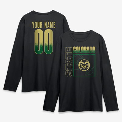 Colorado State Rams  Home Court Pop Personalized Any Name & Number Long Sleeve T-Shirt - Black