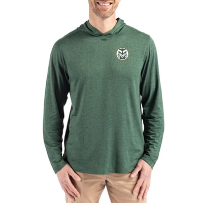  Colorado State Rams Cutter & Buck Coastline Recycled Double Peached Hoodie - Green