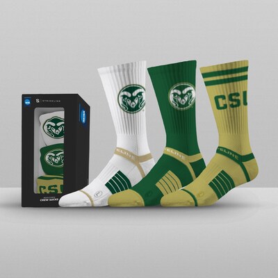 Colorado State Rams Strideline Unisex Premium 3-Pack Knit Crew Socks Set