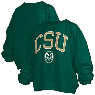 Colorado State Rams Pressbox Women's Oversized Janise Arch Over Logo Fleece Sweatshirt - Green