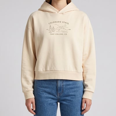 Colorado State Rams Uscape Apparel Women's Grove Cropped Washed Hoodie - Cream