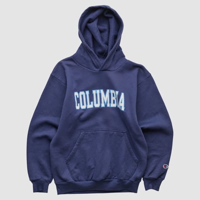 Columbia University Champion 2000s Hooded Pullover Sweatshirt - Navy - Yth L by Fanatics Real Vintage
