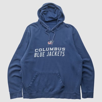 Columbus Blue Jackets Majestic 2000s Hooded Pullover Sweatshirt - Navy - XL by Fanatics Real Vintage