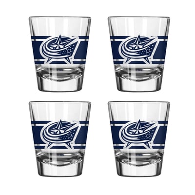 Columbus Blue Jackets Logo Brands Four-Piece Stripe Shot Glass Set
