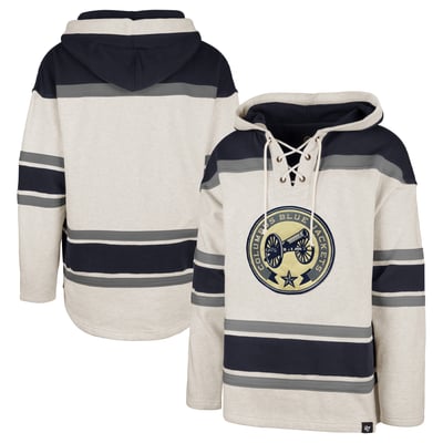 Columbus Blue Jackets '47 Rockaway Lace-Up Pullover Hoodie - Oatmeal