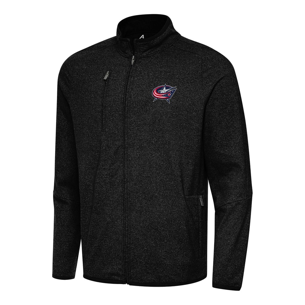 Columbus Blue Jackets Antigua Hold-Up Full-Zip Tri-Blend Jacket - Heather Black